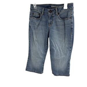 DKNY Jeans Womens 4 Vintage Y2K Denim Capri Mid Rise Blue Stretch Retro